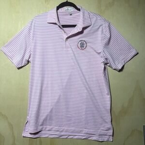 Peter Millar Polo Shirt Medium Pink Striped Golf Country Club Performance